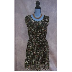 NWOT Just Ginger Black Tan Pink Blue Print Dress